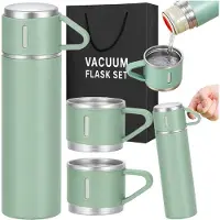 Verk Group Thermosfles van 400 ml + 3 Kopjes – Roestvrij staal – Voor Warme en Koude Dranken