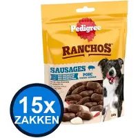 Pedigree 15x - Ranchos Sausages Varken - Hondenvoer Snacks - 60 g