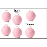 Wefiesta 6 stuks Ballon gewicht Kettlebell baby roze - 75 gram - Tafeldecoratie thema feest ballon party festival