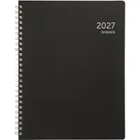 Brepols bureau agenda 2027 - TIMING [0.137] - RECYCLED PP - Bureau agenda - 1 week op 2 pagina's - Weekoverzicht - Wire-O - Zwart - 17.1 x 22 cm