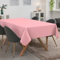 ANRO Tafelkleed Effen linnenlook Roze 200x140cm Met sierband Afwasbaar Waterafstotend