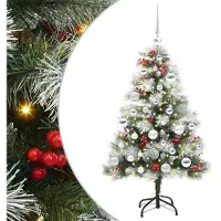 vidaXL Kunstkerstboom Groen en wit 120 cm PVC en Metaal en Plastic