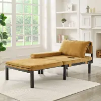 HAUSS SPOLE Fauteuil - Slaapfauteuil - 2-In-1 Uitklapbaar Met USB En Type-C Oplaadpoort - Voor Woonkamer En Logeerkamer - Velvet Geel