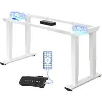FlexiSpot E6Q, elektrisch verstelbaar bureau, 4-poots bureauframe, draagvermogen 250 kg, dubbele motor, USB-aansluiting en zitreminder, wit