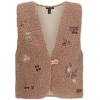 Nono teddy gilet met print - taupe Bruin All over print - maat 158/164