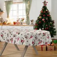 ANRO Tafelkleed Kerstkabouter Rood Ovaal 240x140cm Rechte rand Afwasbaar Waterafstotend