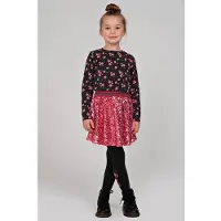 Jubel maillot Moon Flowers antraciet/roze/paars Grijs Meisjes Stretchkatoen - maat 116