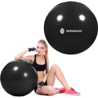 Springos Fitnessballen - Yoga Bal - Pilates - Zwangerschap - Met Pomp - PVC - Zwart - 150 Kg - 85 Cm