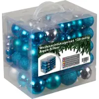 4seasonz kerstballenset - 120 stuks - Kunststof - Blauw/Zilver
