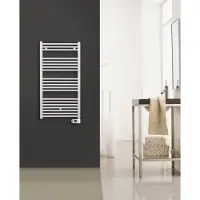 SOLAR PLUS Plus El HD-RAD elektrische handdoekradiator 600W, ronde stralingsbuis, schakelklok, hxbxd 1200x500x35mm, wit RAL9016