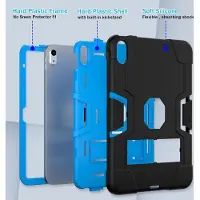 Mobigear Tablethoes geschikt voor Apple iPad 11 (2025) Hardcase Backcover | ShieldStand | Schokbestendig iPad 11 (2025) Telefoonhoesje | Anti Shock Proof + Standaard - Zwart / Blauw