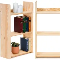 Springos Wandplank - Boekenplank - Ophangbaar - Kruidenplank - Naturel - Grenenhout - 10 Kg - 74x45x20 cm - 2 Stuks - 3 Niveaus