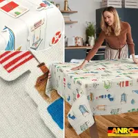 ANRO Tafelkleed Daphne bloemen Beige 240x140cm Rechte rand Afwasbaar Waterafstotend Binnen & Buiten