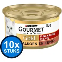 Gourmet 10x - Gold Fijne Hapjes Kalkoen & Eend - Kattenvoer Natvoer - 85g
