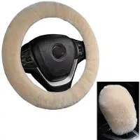 OEM Winterstuurhoes van pluche - Universeel - Antislip - Beige - Geschikt voor sturen met een diameter van 37-39 cm