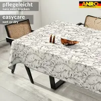 ANRO Tafelkleed Effen structuur Beige 240x140cm Met sierband Afwasbaar Waterafstotend
