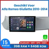 AWESAFE Autoradio - Android15.0 Systeem - Geschikt Voor Alfa Romeo Giulietta 2010 t/m 2014 - Met navigatie GPS - 2GB+64GB - Bluetooth WIFI - Draadloos Apple Carplay & Android auto - Radio scherm