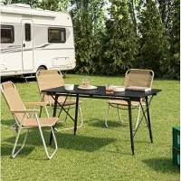 HAUSS SPOLE Campingtafel - Opvouwbaar En In Hoogte Verstelbaar Met Draagtas - Voor Kamperen En Vissen - Aluminium - 120x68,5x59/78,5 Cm - Zwart