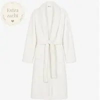 Decoware Badjas Wit Unisex M/L – Zachte Polyflanel Badjas – Sjaalkraag, Zakken en Riem