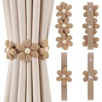 OEM 4 houten gordijnbeugels, houten gordijnbeugels, consoles voor gordijnen, houten gordijnbeugels, katoenen touw, gordijnbeugels voor woonkamer, kantoor, gordijndecoratie