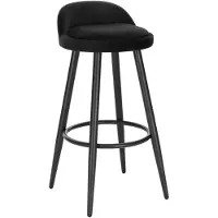 BellaFurn Barkruk met voetsteun en fluwelen zitting | Zwart | 37,5x34x78,5 cm