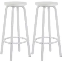 BellaFurn Set van 2 barkrukken met ronde zitting | Wit | 30x30x71cm