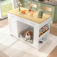 HAUSS SPOLE Keukeneiland - Met 3 Lades En Verstelbare Plank - Voor Keuken Eetkamer En Woonkamer - MDF - 120x60x90 Cm - Wit