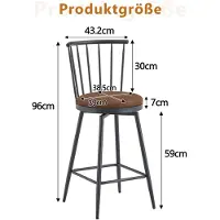 HAUSS SPOLE Barkruk - Windsor-Stijl - Set Van 2 - Gewatteerde Zitting Met Rugleuning - Voor Keukeneiland En Bar - Metaal Bruin