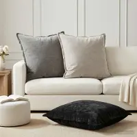 vidaXL Kussensloop 6 st HOUTEN Lichtgrijs 65 x 65 cm Chenille Stof
