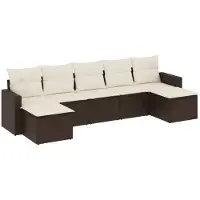 vidaXL 7-delige Loungeset met kussens poly rattan bruin