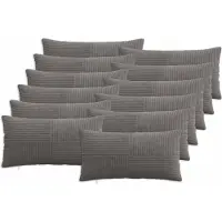 vidaXL Kussensloop 12 st ALMELO Donkergrijs 40 x 80 cm corduroy