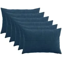 vidaXL Kussensloop 6 st ALMELO Marineblauw 30 x 50 cm corduroy