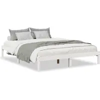 vidaXL Bedframe extra lang zonder matras grenenhout wit 140x220 cm