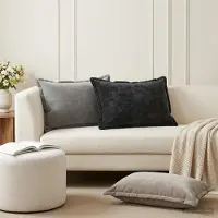 vidaXL Kussensloop 6 st HOUTEN Donkergrijs 50 x 75 cm Chenille Stof