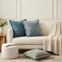 vidaXL Kussensloop 6 st HOUTEN Blauw 45 x 45 cm Chenille Stof