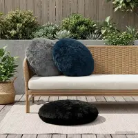 vidaXL Kussensloop 2 st HEERLEN Zwart Ø 60 cm Nep Konijnenbont