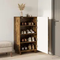 vidaXL Schoenenkast 48 x 38 x 87,5 cm Bewerkt hout Gerookt eiken