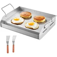 Zerbaco Vlakke grillplaat, grillpan, roestvrij staal, barbecue-kookgerei, 425x270 mm