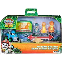 Paw Patrol - De Dino Film - Pup Squad Dino Crew met 1 unieke Rex Pup Squad Racer en 4 dinosaurusfiguren die kunnen rollen