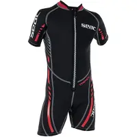 Seac Neoprenanzug - Trendy Shorty Kid - 2,5 mm - Schwarz/Rot - - 13 Jahre (158) - Neoprenanzüge