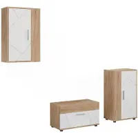 Vicco Woonwand Berno, Goudkleurig Eiken/Wit, Set van 3 stuks