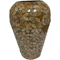 Mansion Atmosphere Vaas Bloemreliëf Goud 9x18x26cm Beige beige Schelpen Vaas