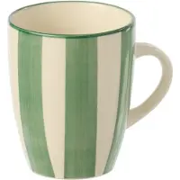 J-Line mok Gestreept - keramiek - groen/wit - 6 stuks