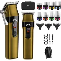 MODFU Tondeuse & Trimmer Set – 2-in-1 – 5° Verstelbaar Mes 0,5-2,5mm – 3 Snelheden – IPX7 Waterdicht – LCD-display – 210 min Gebruiksduur – 11 Opzetkammen – USB-oplaadbaar