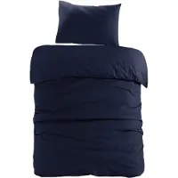 Padiro dekbedovertrek 140 x 200 cm - Katoen - Blauw - Effen design, Wafelstructuur - Met 1 kussensloop 65 x 65 cm - 2-delig voor 1 persoon