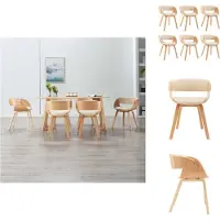 vidaXL Eetkamerstoelen, 6 stuks, crème kleur, beuken en kunstleer - Eetkamerstoelen