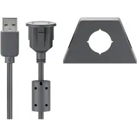 Goobay USB-A Verlengkabel - USB 2.0 - Met 'Chassis' en montageframe - 2 meter - Zwart