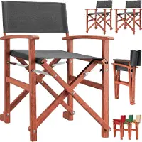 Casaria Regisseursstoel antraciet set van 2 eucalyptushout FSC-gecertificeerd Inklapbare tuinstoel tot 160 kg
