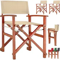 Casaria Regisseursstoel crème Set van 2 eucalyptushout FSC-gecertificeerd Inklapbare tuinstoel tot 160 kg