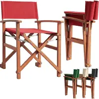 Casaria Regisseursstoel rood eucalyptushout FSC-gecertificeerd Inklapbare tuinstoel tot 160 kg